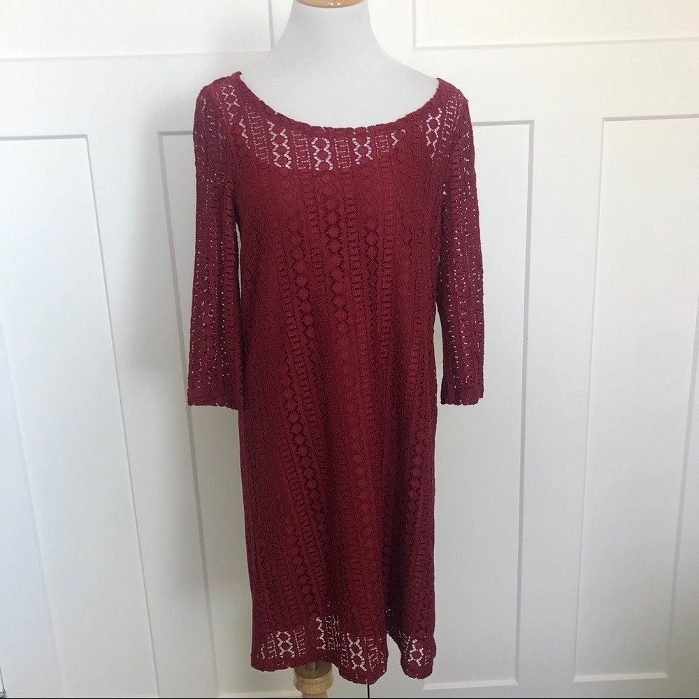Jack by BB Dakota Lace Shift Dress Burgundy